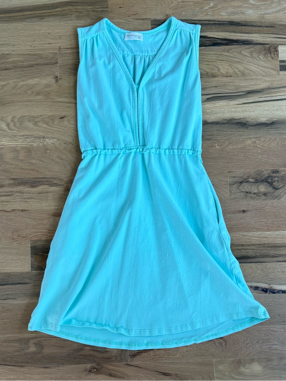 Sleeveless Light Blue V-Neck Women's Dress